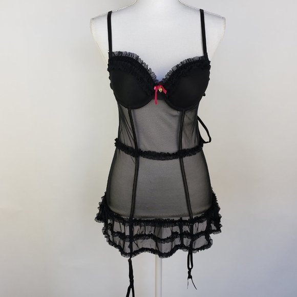 Daisy Fuentes Other - Daisy Fuentes Push Up Underwire Corset Thong Black
